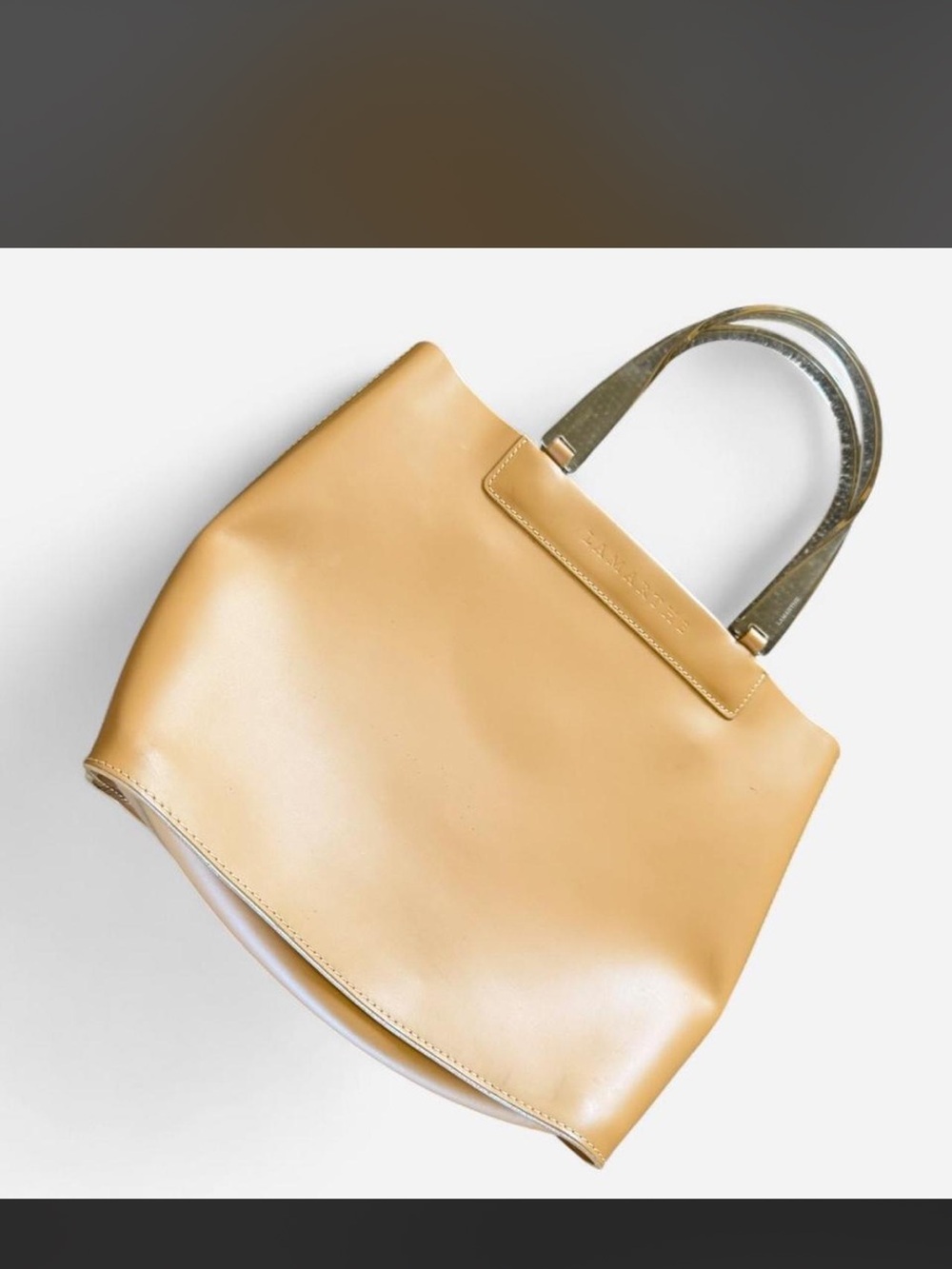 Structured Camel Tote with Clear Top Handles